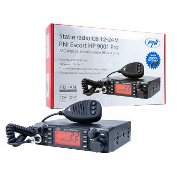 Statie Radio CB PNI Escort HP 9001 PRO ASQ reglabil, AM-FM, 12V/24V, 4W