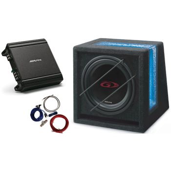 Pachet Bass Alpine Subwoofer SBG-1044BR + Amplificator MRV-M250 + Kit Cabluri Aiv