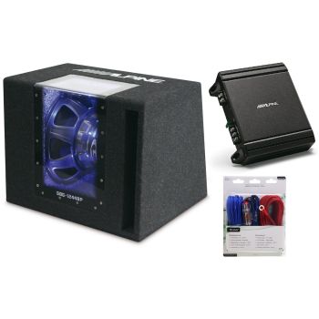  Pachet Bass Alpine Subwoofer SBG-1244BP + Amplificator MRV-M250 + Kit Cabluri Aiv