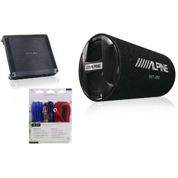 Pachet Bass Alpine Subwoofer in Tub SWT-12S4 + Amplificator BBX-T600 + Kit Cabluri Aiv
