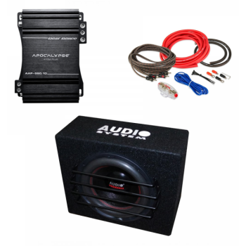 Pachet Subwoofer Auto Audiosystem AS12 500W Amplificator Apocalypse APP550.1D Kit de Cabluri