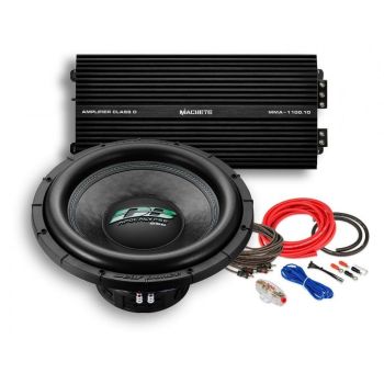 PACHET SUBWOOFER AUTO DEAF BONCE DB SA 255 D2 + AMPLIFICATOR MACHETE MMA-1100.1D + KIT DE CABLURI COMPLET