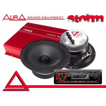 PACHET DIFUZOARE AURA STORM 6 CU AMPLIFICATOR SI PLAYER AUTO