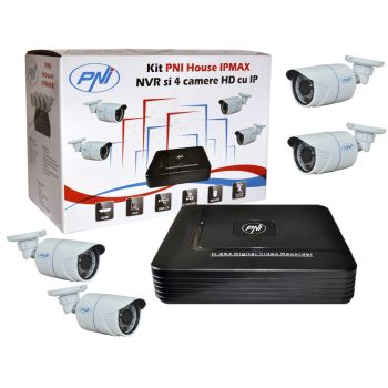 PNI House IPMAX - NVR IP ONVIF si 4 camere HD cu IP 720P 1 Megapixel