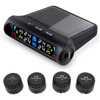 Sistem 4 Senzori Monitorizare Presiune Pneuri TPMS cu LCD si Incarcare Solara